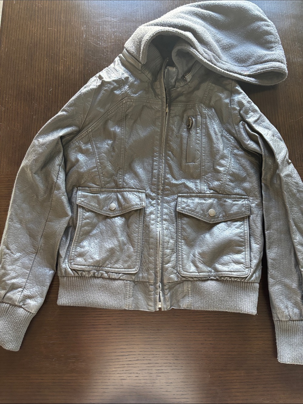 Billabong Leather Faux Jacket in Light Gray